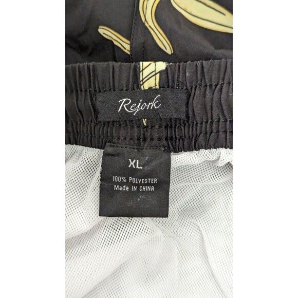 Rejork Mens Size XL Black Banana Print Elastic Waist Swimwear Board Shorts - Picture 8 of 9